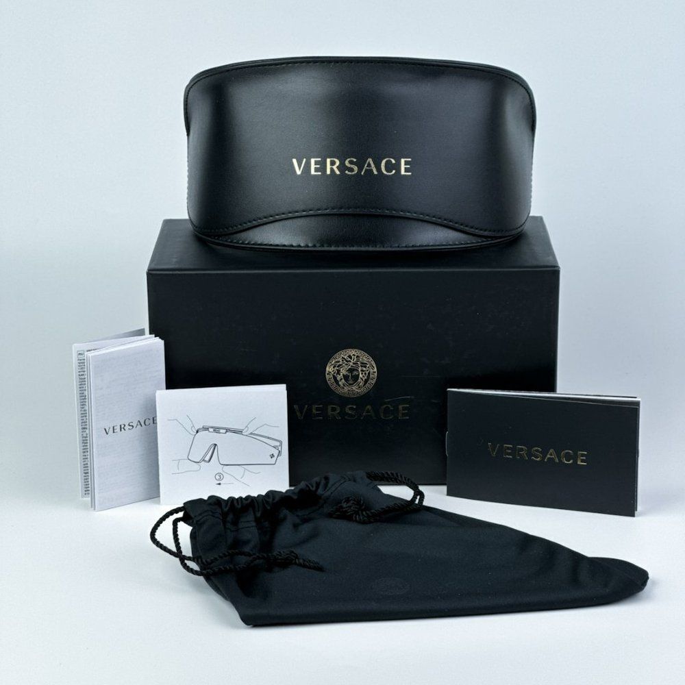 NEW Versace VE4461 GB1/87 Black Dark Grey Mirror Gold Detachable Lens Sunglasses - Picture 11 of 15